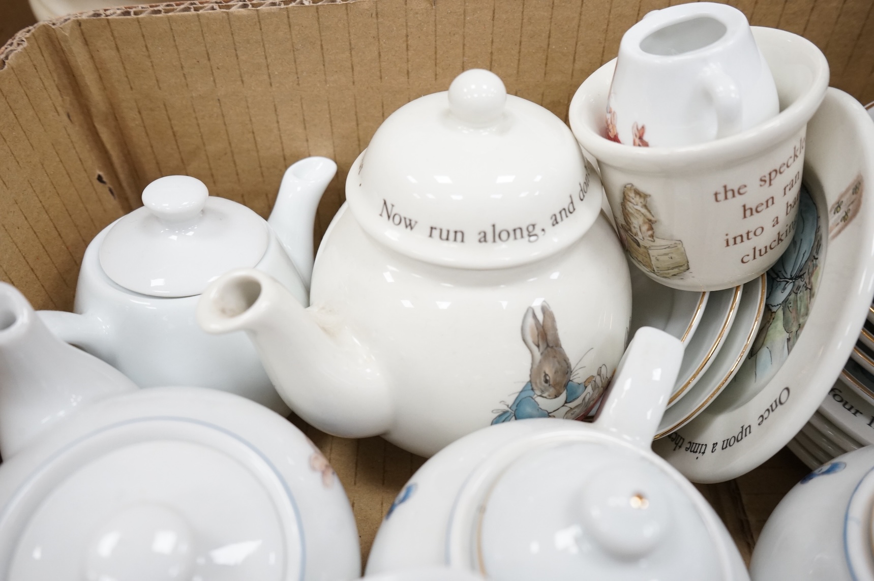 A collection of ‘Bunnykins’ dolls teaware and similar child’s breakfast ware, bowls 15cm diameter